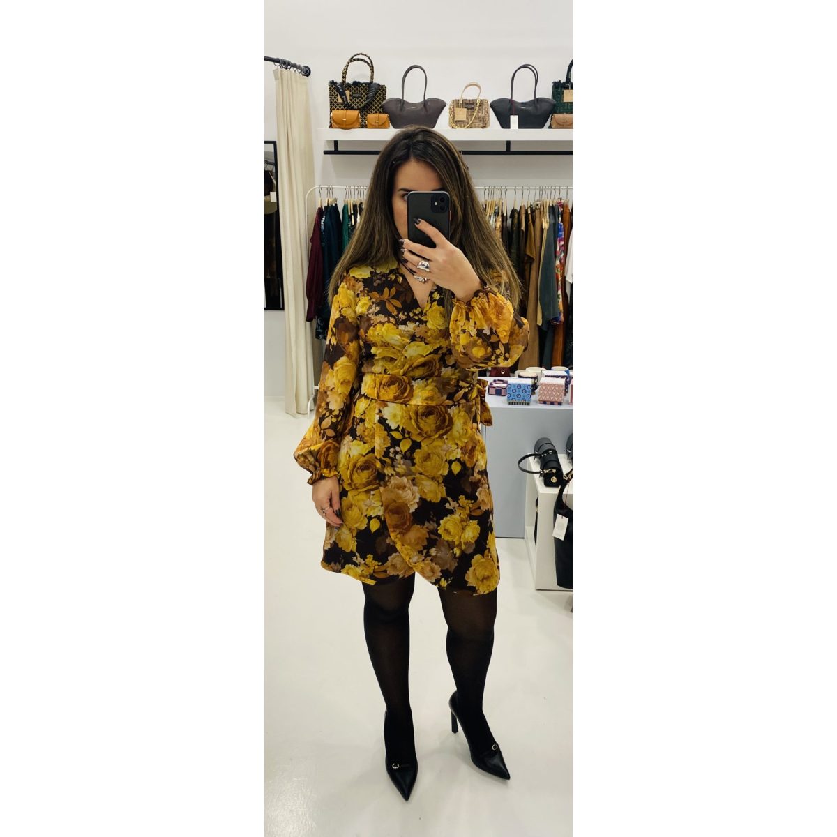 Le Vertige • Wrap Floral Mini Dress • Brown Yellow - Image 2