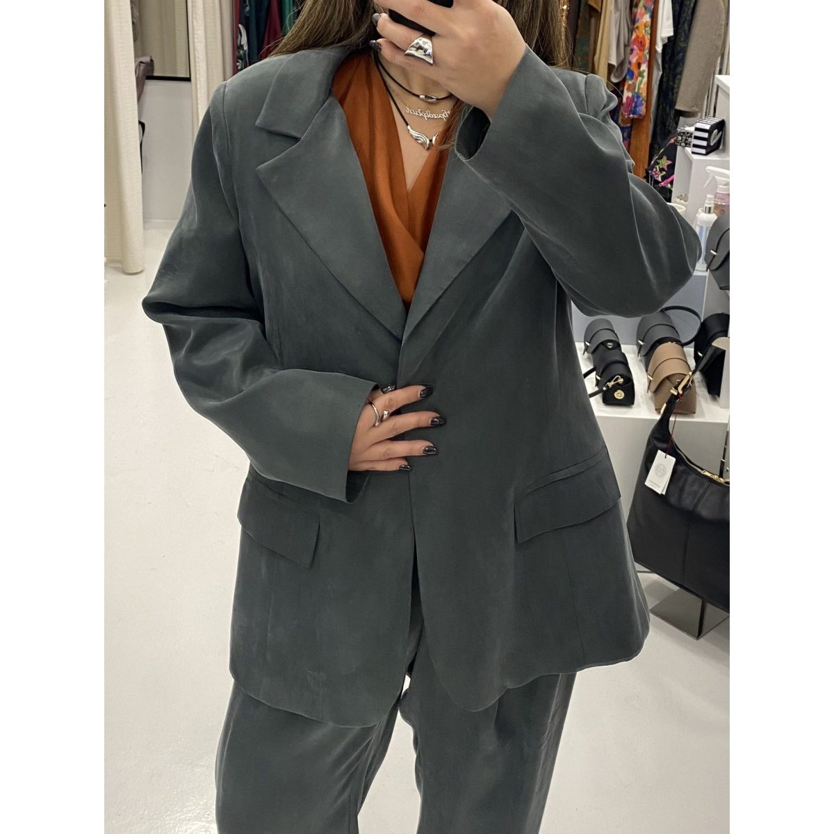 Deppy Joo • Silk Finish Total Suit • Green - Image 3