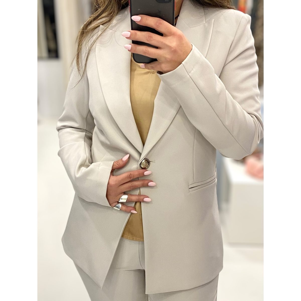 Maryley • Single Button Total Suit • Ivory - Image 3