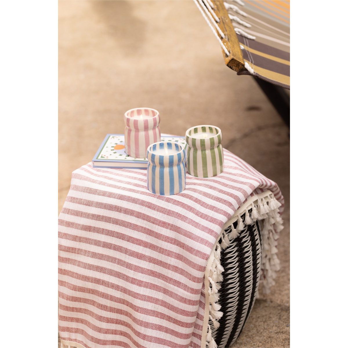 Paddywax Candles • Cabana Handpainted Striped Ceramic Soy Candle 184g • Bora Bora - Image 3