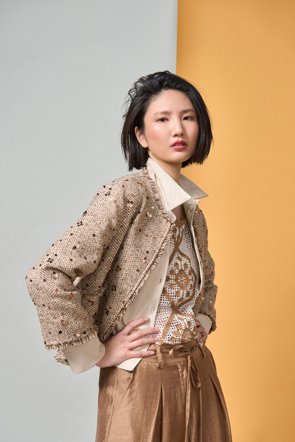 Le Streghe • Chanel Aesthetic Sequin Blazer • Beige Rosegold
