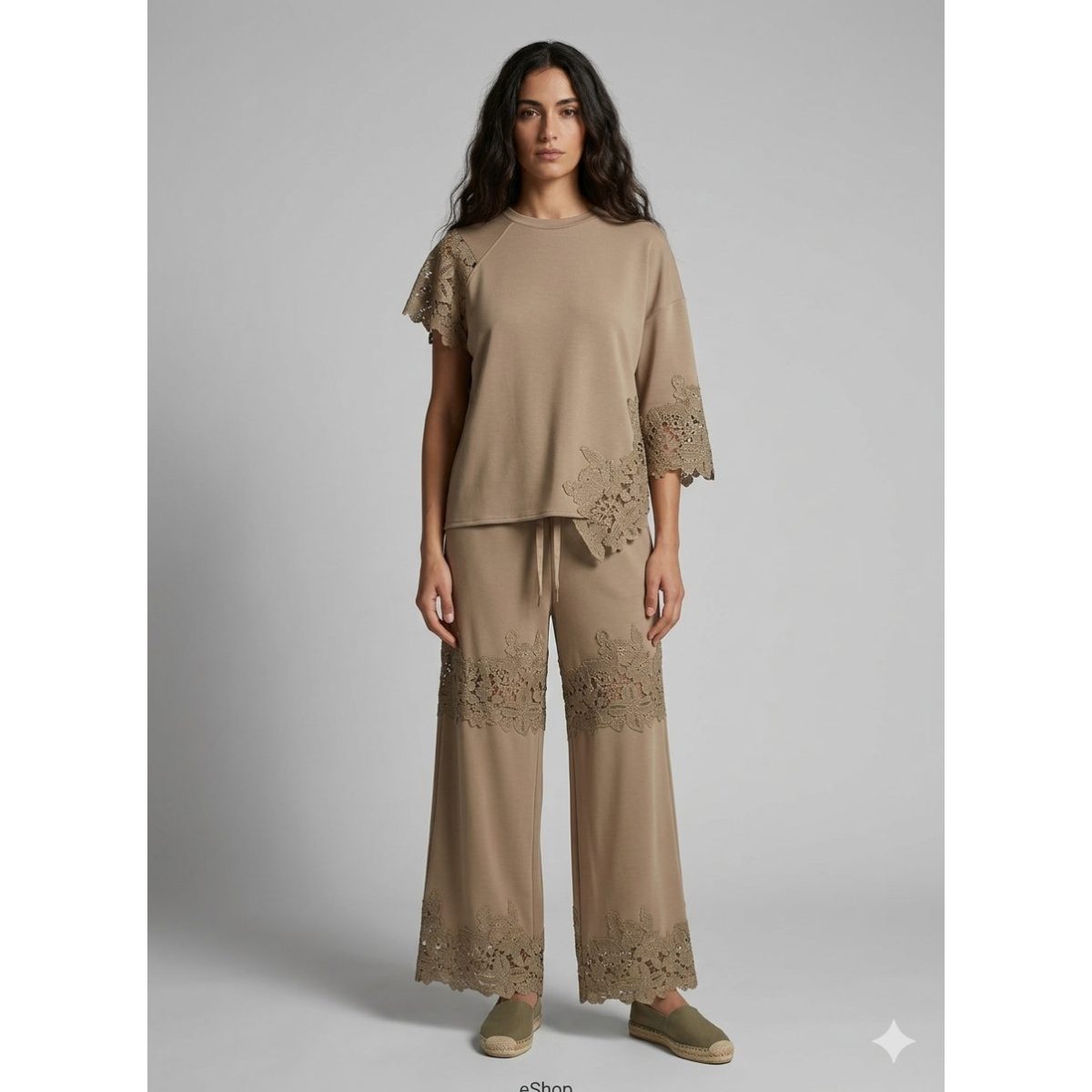 Le Streghe • Assymetric Laced Top• Praline - Image 2