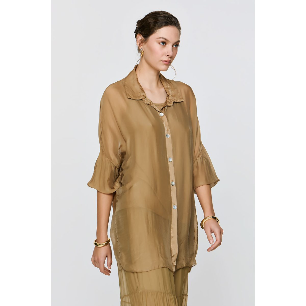 ΕΦΗΜΕΡΟΝ Silk Collection • Alkyoni Shirt • Camel - Image 4