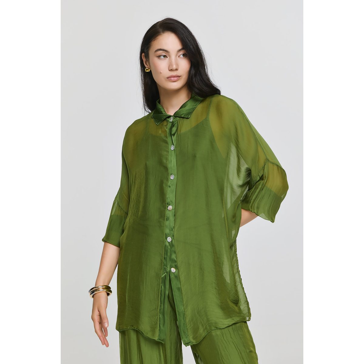 ΕΦΗΜΕΡΟΝ Silk Collection • Alkyoni Shirt • Green - Image 2