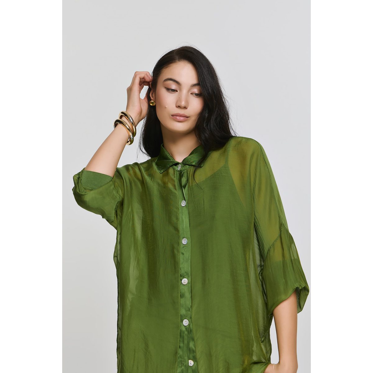 ΕΦΗΜΕΡΟΝ Silk Collection • Alkyoni Shirt • Green - Image 4
