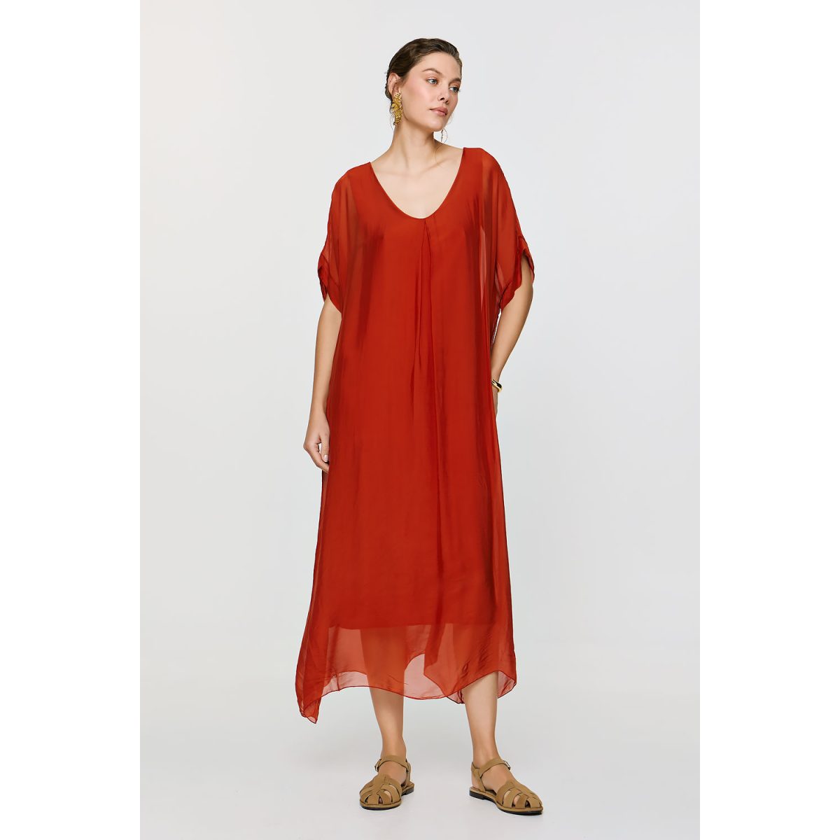 ΕΦΗΜΕΡΟΝ Silk Collection • Gaia Dress • Burnt Orange - Image 8