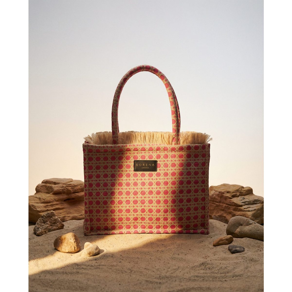 Sorena • Coralina Medium Tote Bag • Beige Fuchsia - Image 3