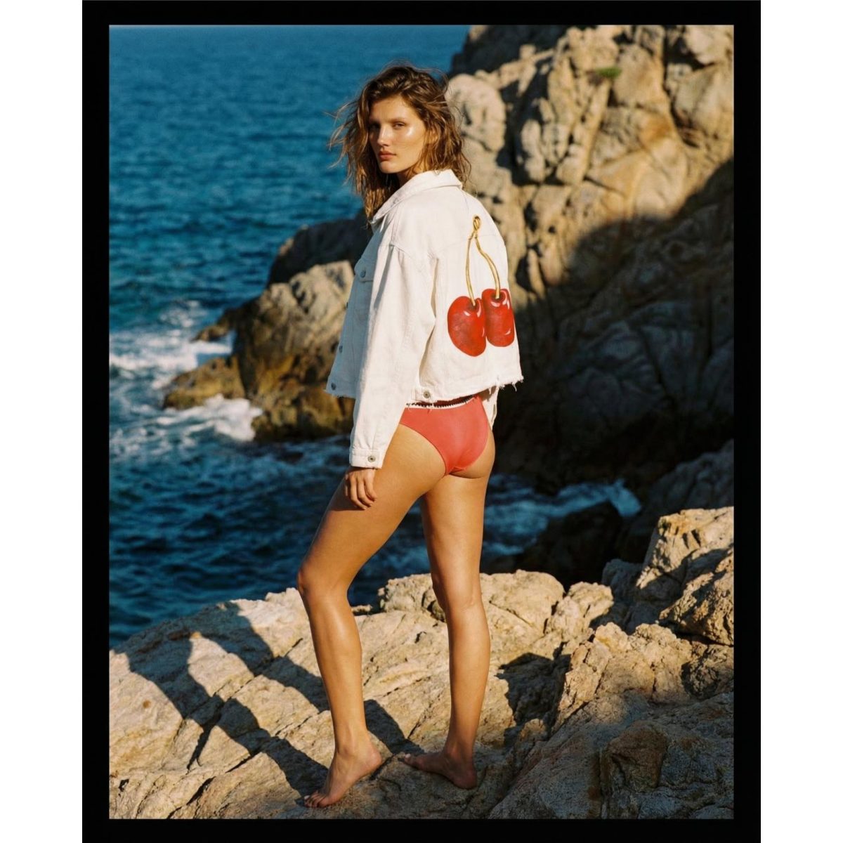 Sorena • Denim Short Jacket JA108 • Cherries White - Image 2