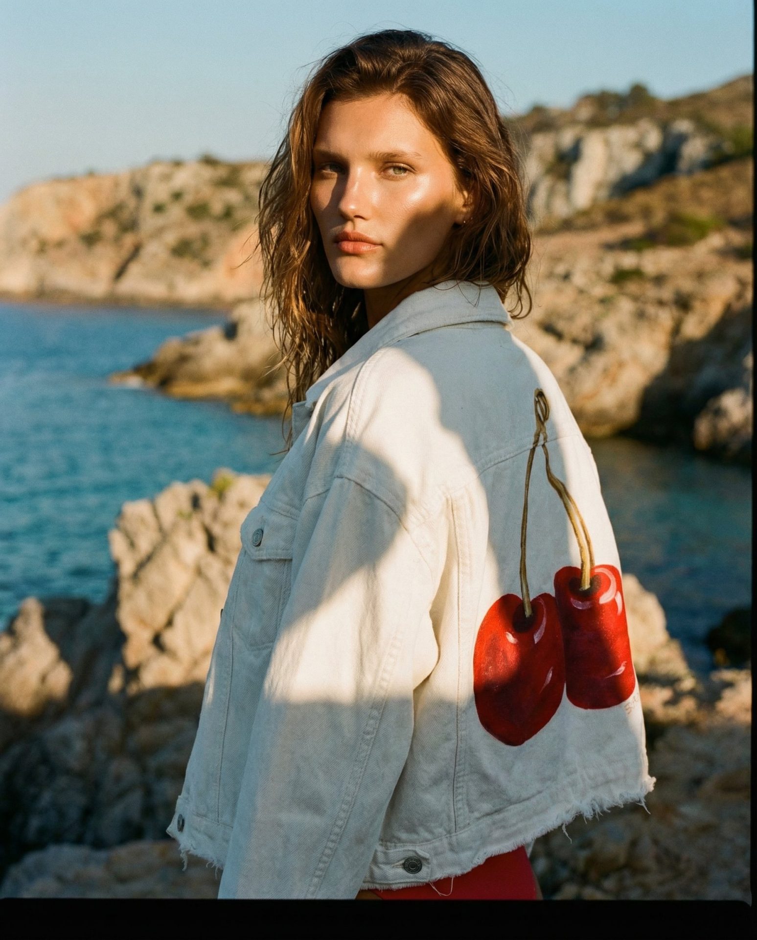 Sorena • Denim Short Jacket JA108 • Cherries White