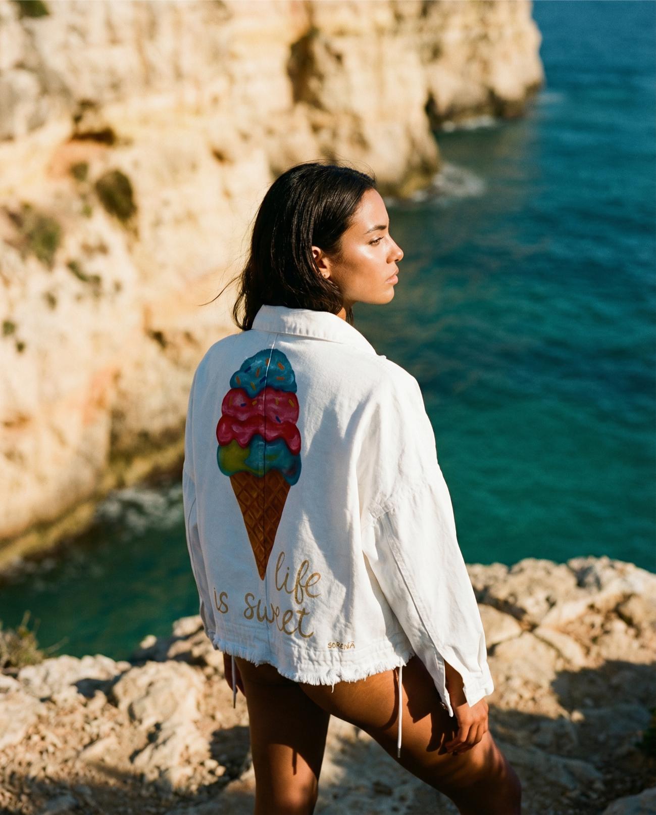 Sorena • Denim Short Jacket JA208• Icecream White