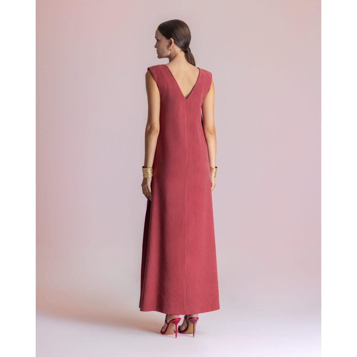 Moutaki • Cupro Long Dress • Chili - Image 2