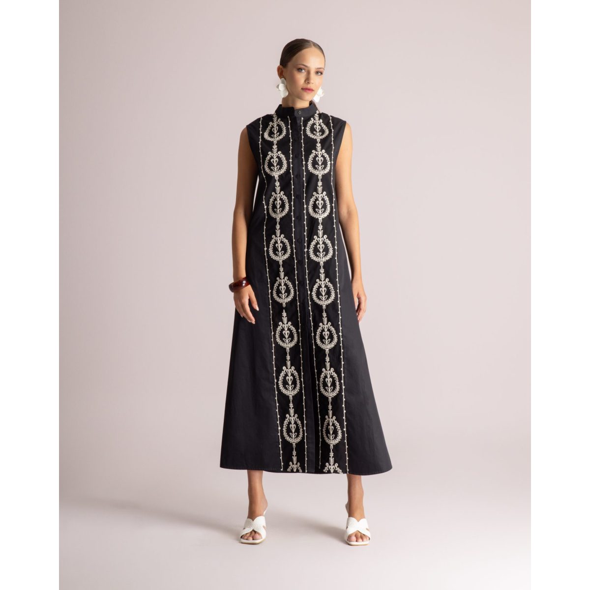 Moutaki • Embroidered Monk Dress • Black - Image 2