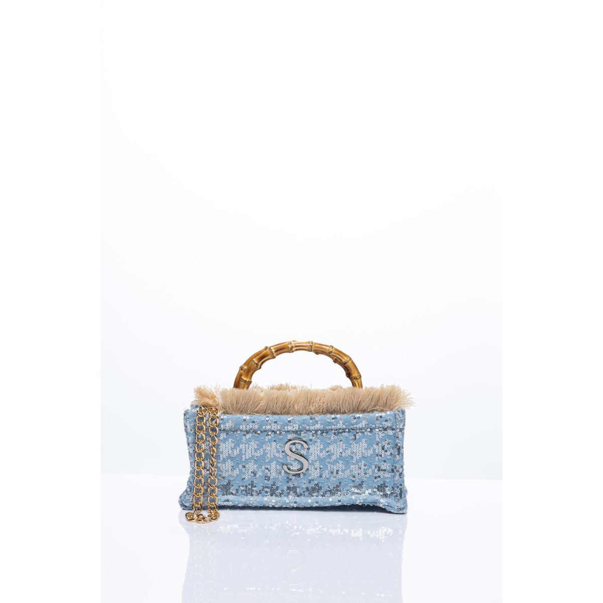 Sorena • Tritiani Mini Bamboo Tote Bag • Sequined Sky Blue - Image 3