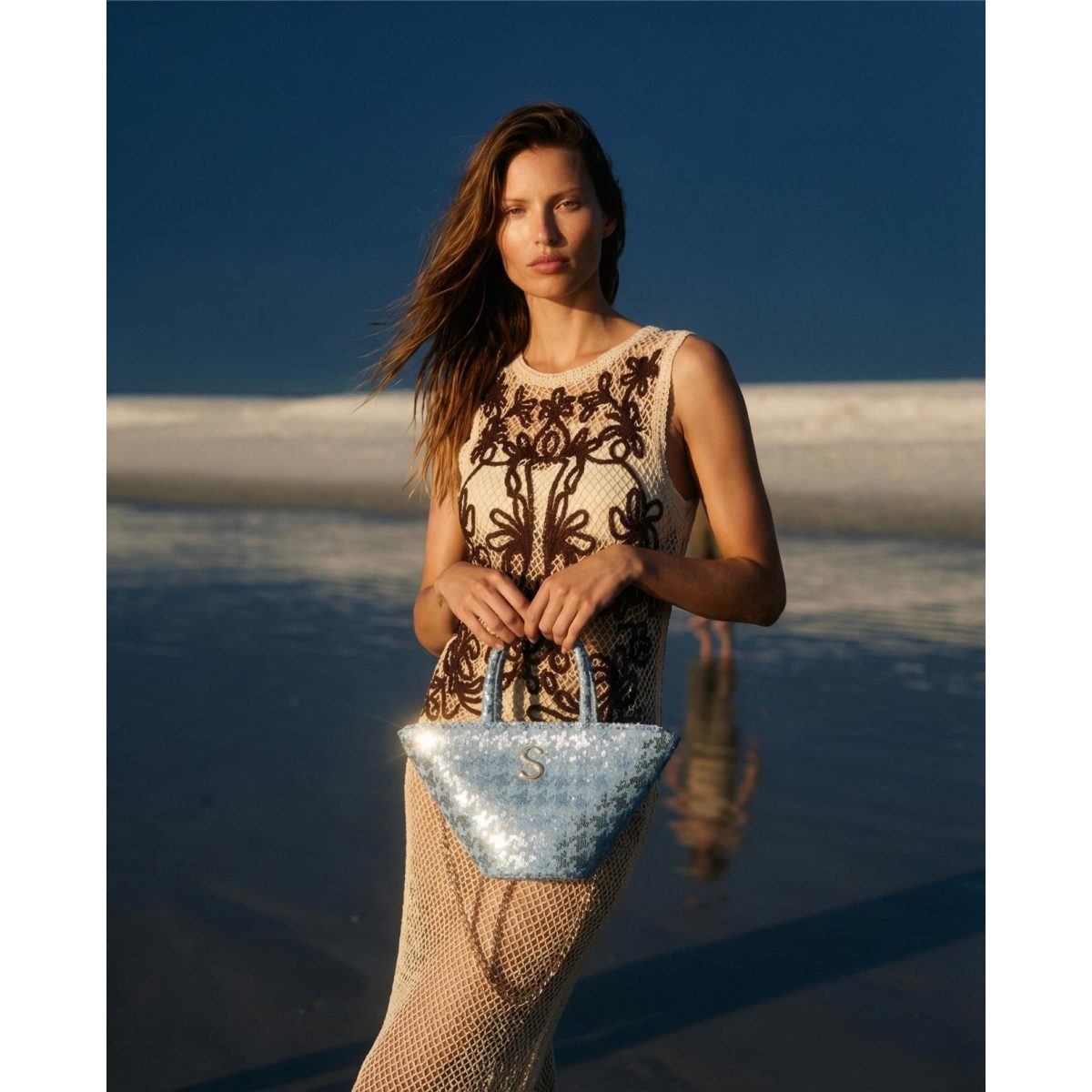 Sorena • Tritiani Mini Basket Bag • Sequined Sky Blue - Image 3