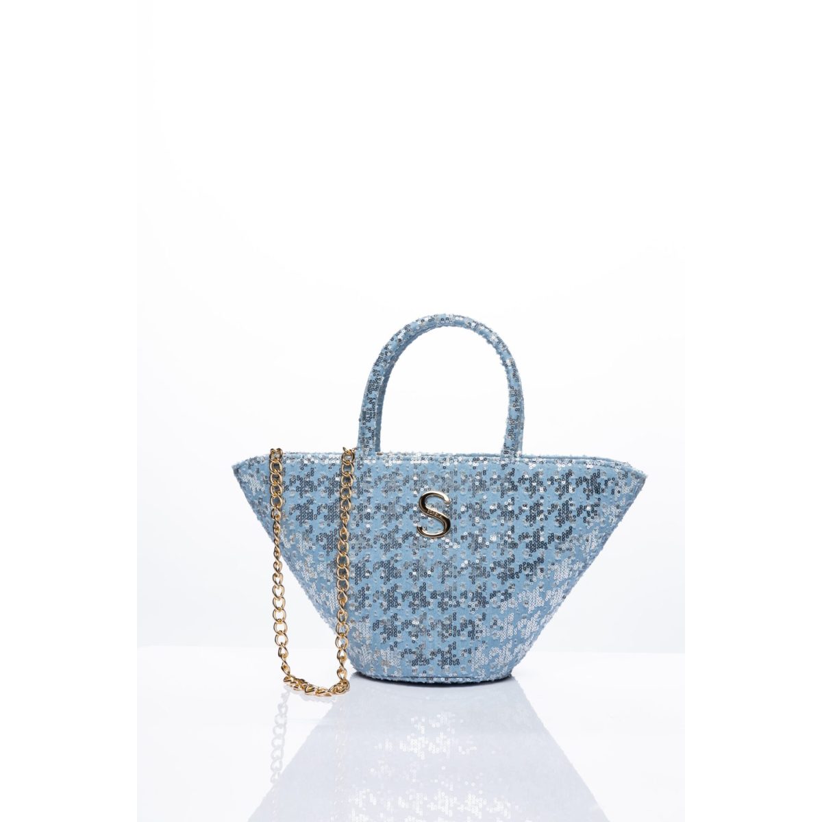 Sorena • Tritiani Mini Basket Bag • Sequined Sky Blue - Image 2