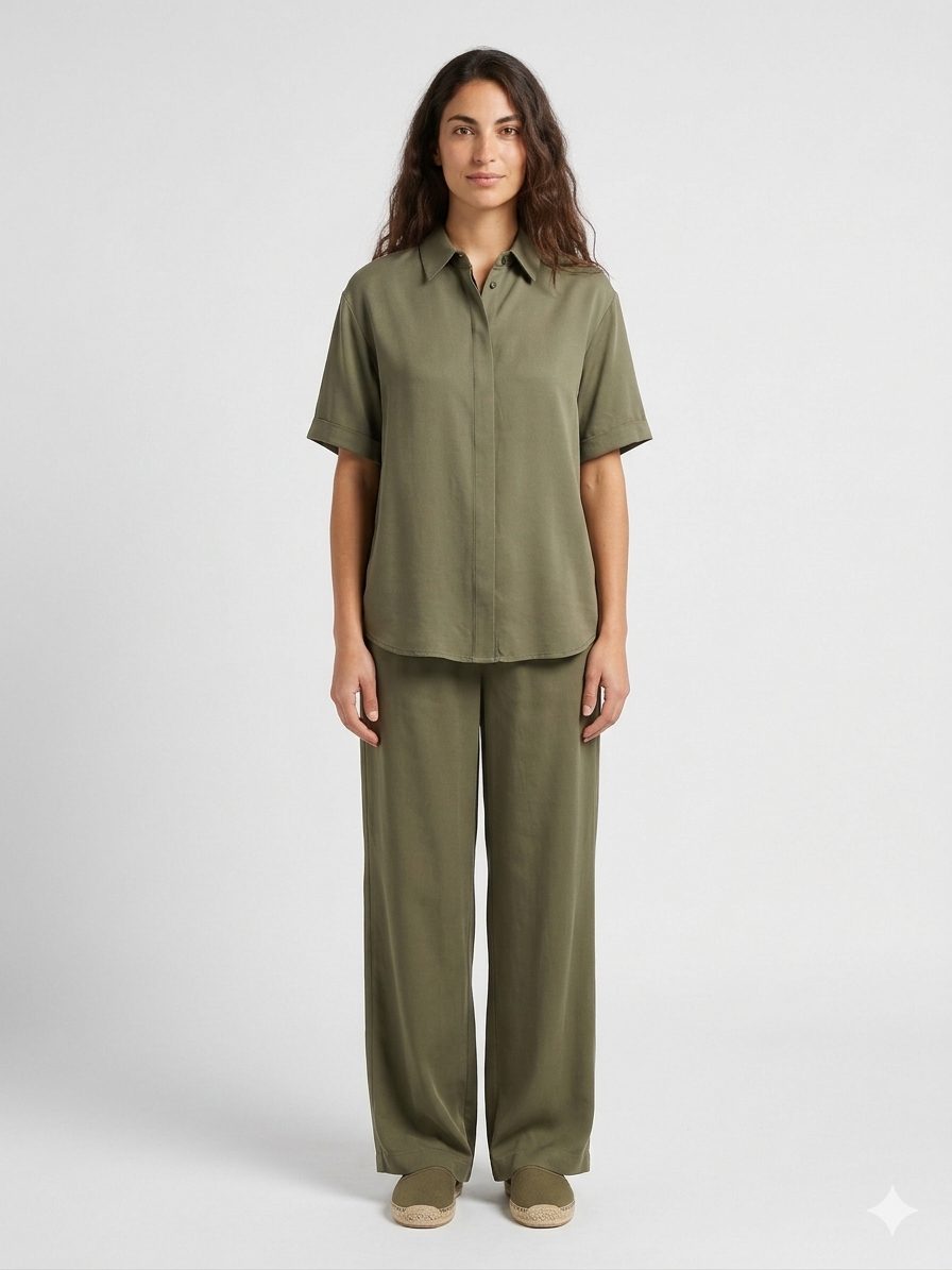 Le Streghe • Oversized Soft Trousers • Olive Militaire