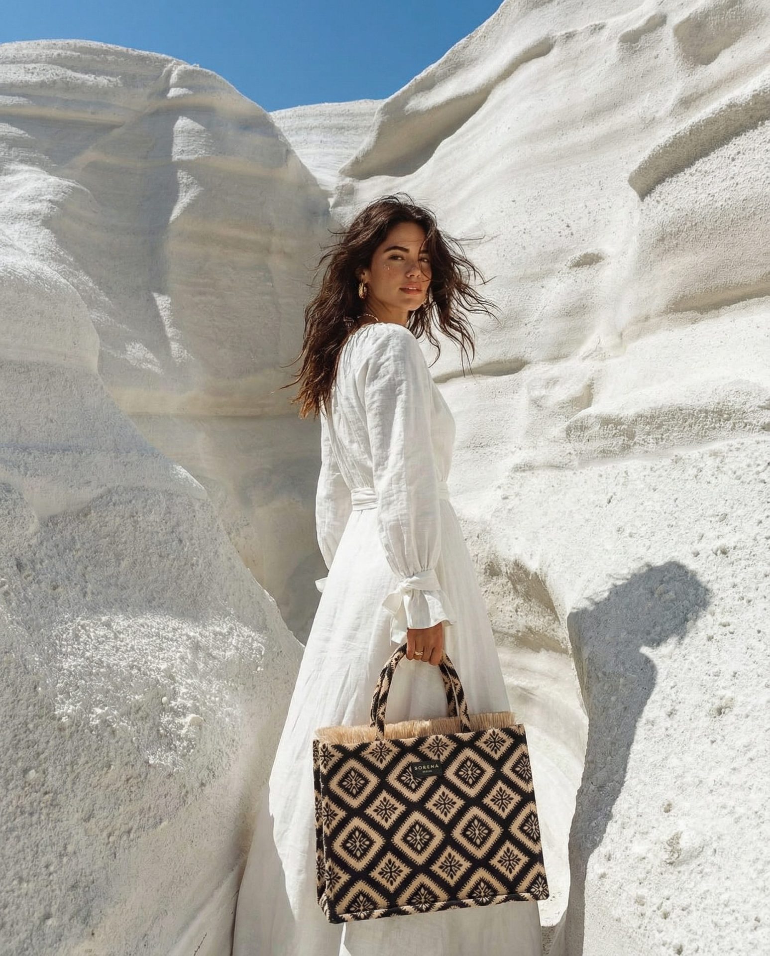 Sorena • Cycladitissa Large Tote Bag • Black Beige