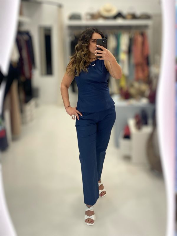 Moutaki • Elastic Waist Straight Pants • Midnight Blue - Image 3