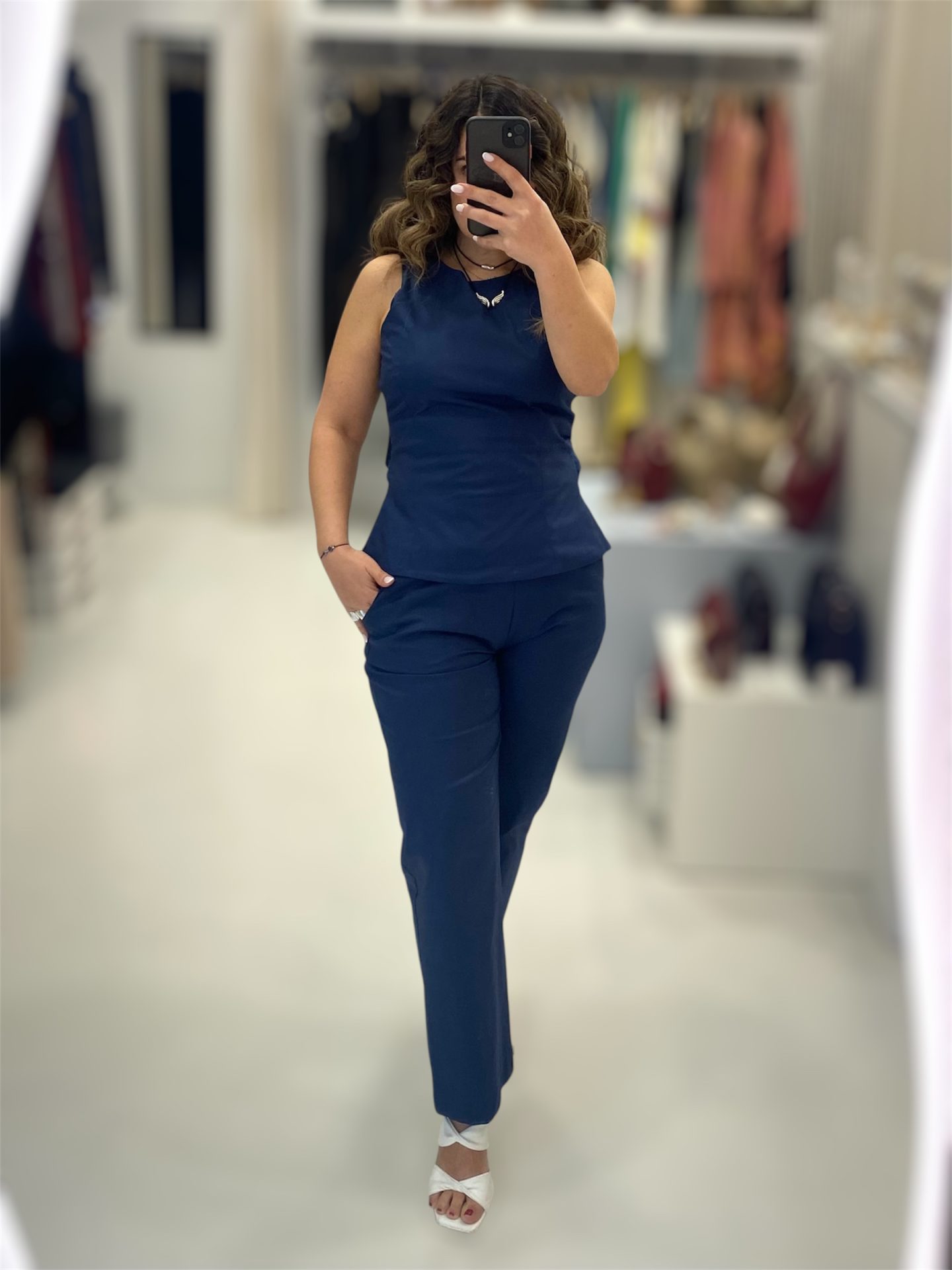 Moutaki • Elastic Waist Straight Pants • Midnight Blue