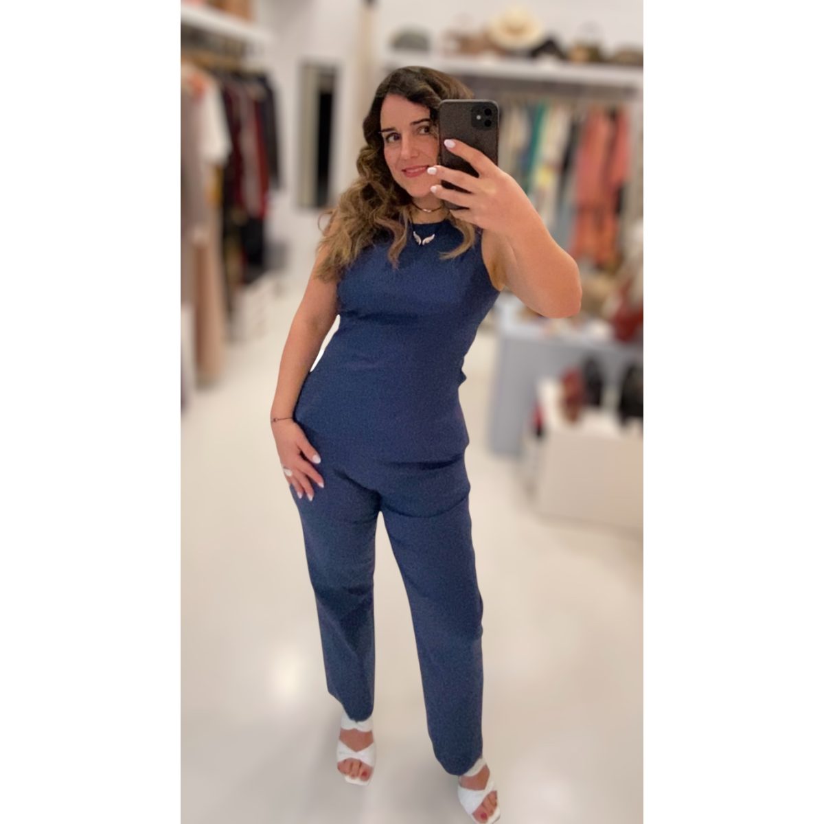 Moutaki • Bow Poplin Top • Midnight Blue - Image 2