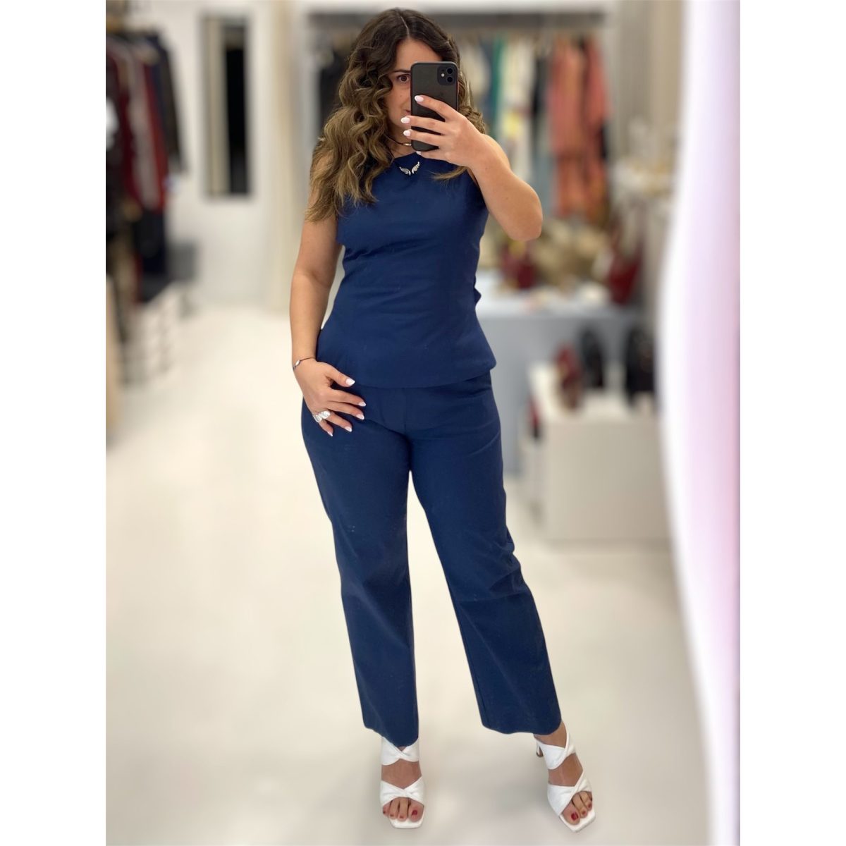 Moutaki • Elastic Waist Straight Pants • Midnight Blue - Image 2