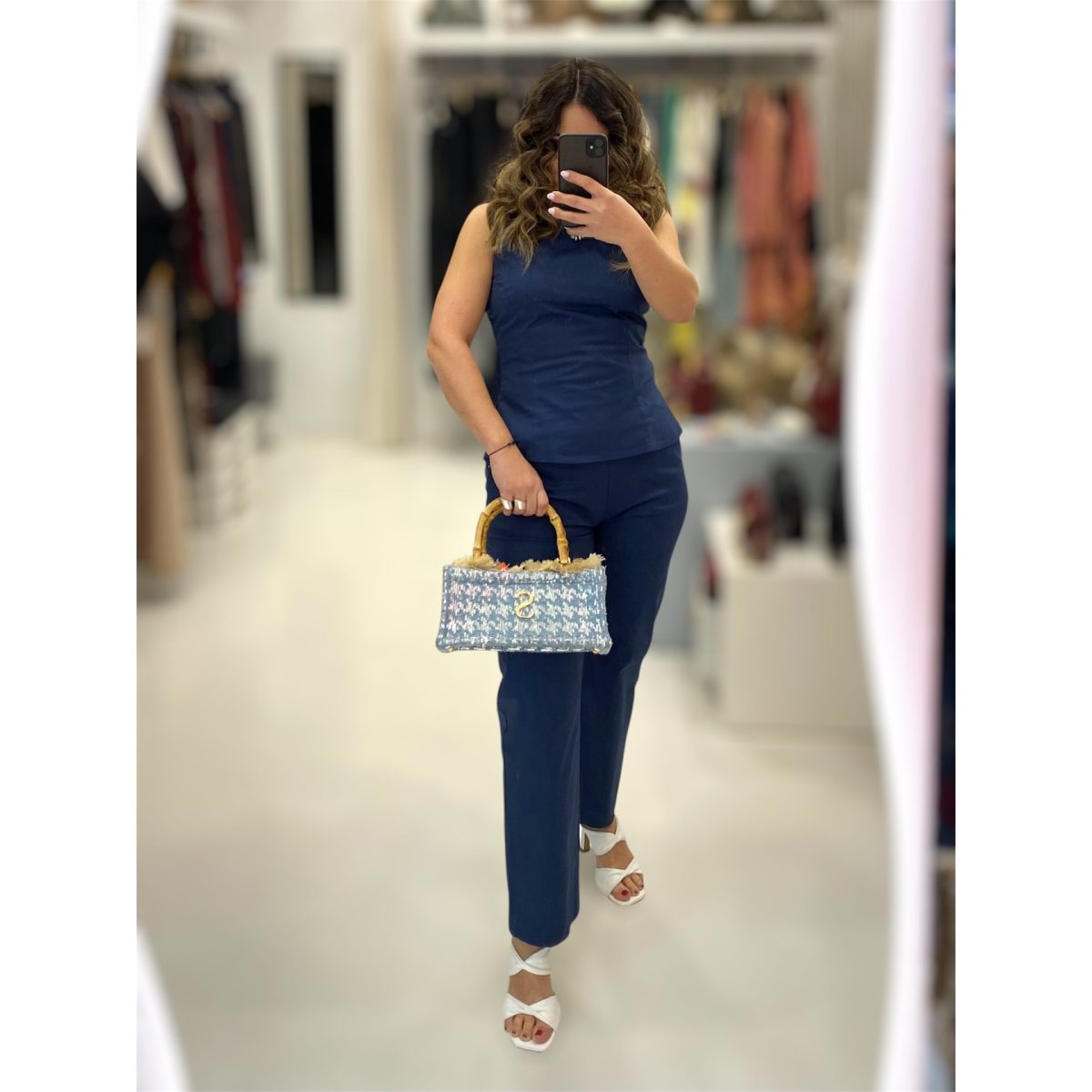 Moutaki • Bow Poplin Top • Midnight Blue - Image 4