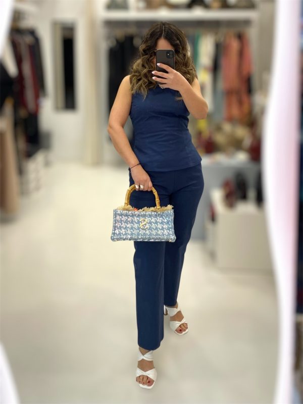 Moutaki • Bow Poplin Top • Midnight Blue - Image 4