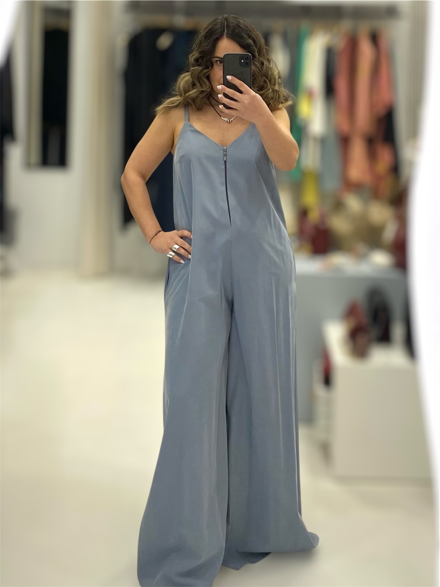 Moutaki • Oversized Cupro Jumpsuit • Dusty Blue
