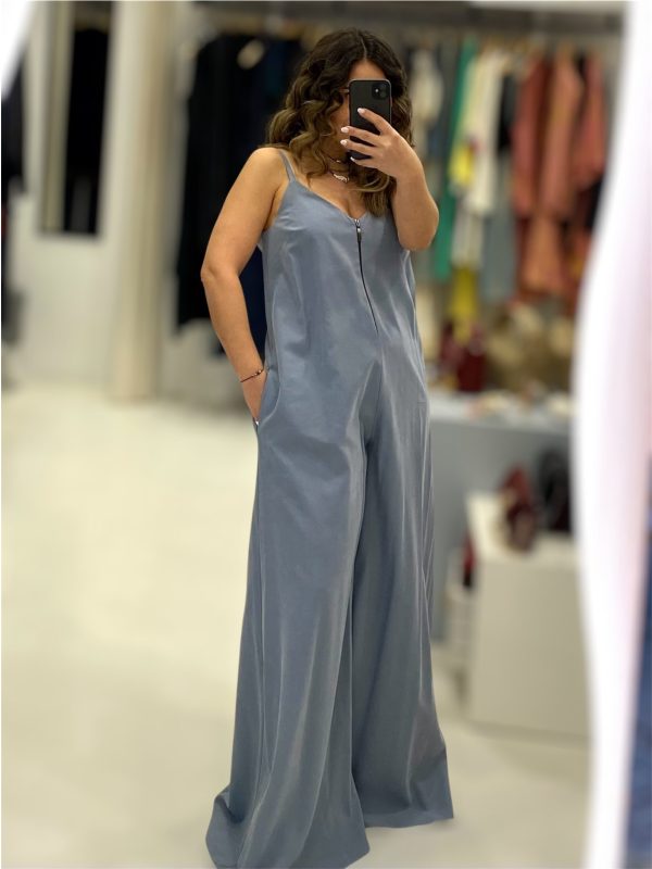 Moutaki • Oversized Cupro Jumpsuit • Dusty Blue - Image 3