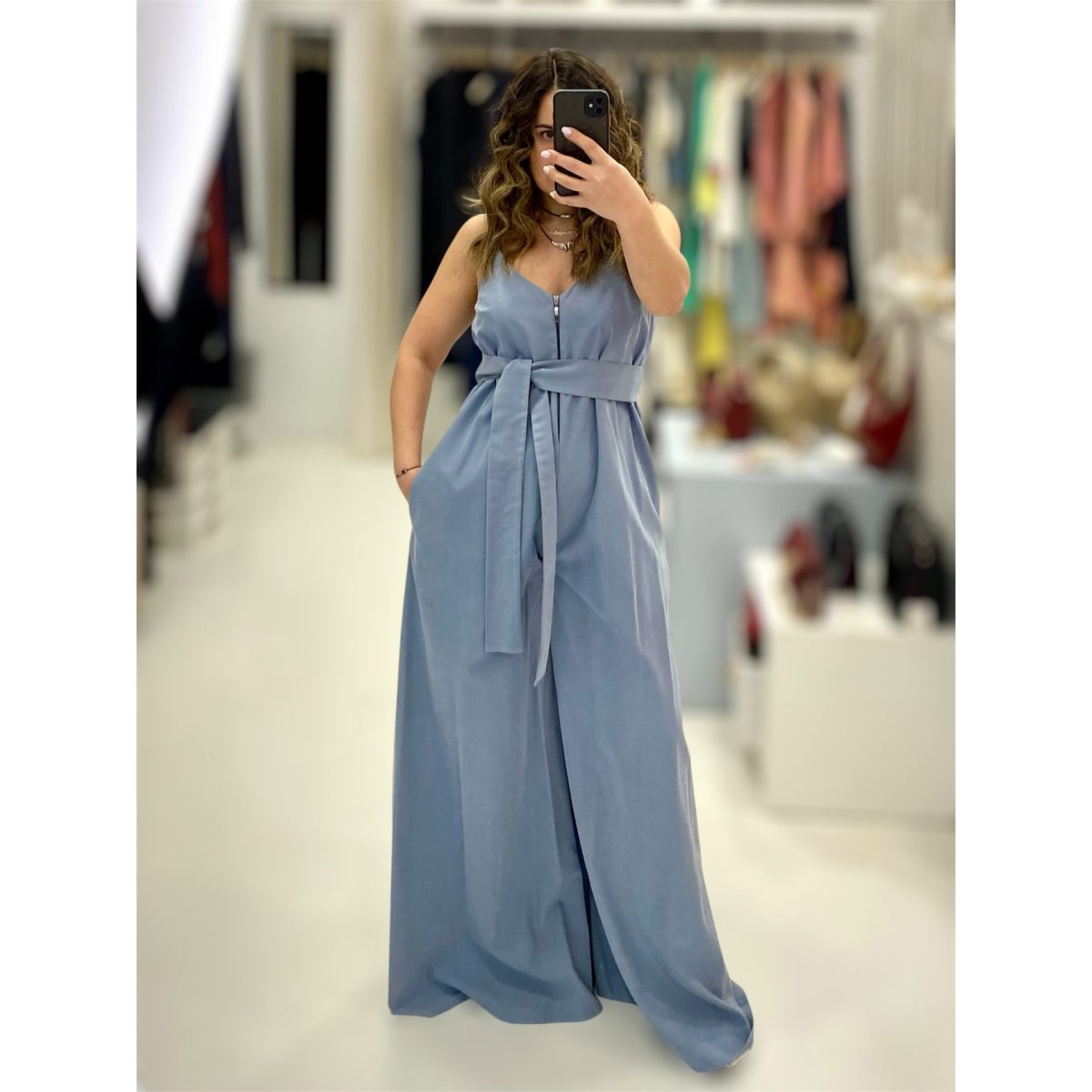 Moutaki • Oversized Cupro Jumpsuit • Dusty Blue - Image 2