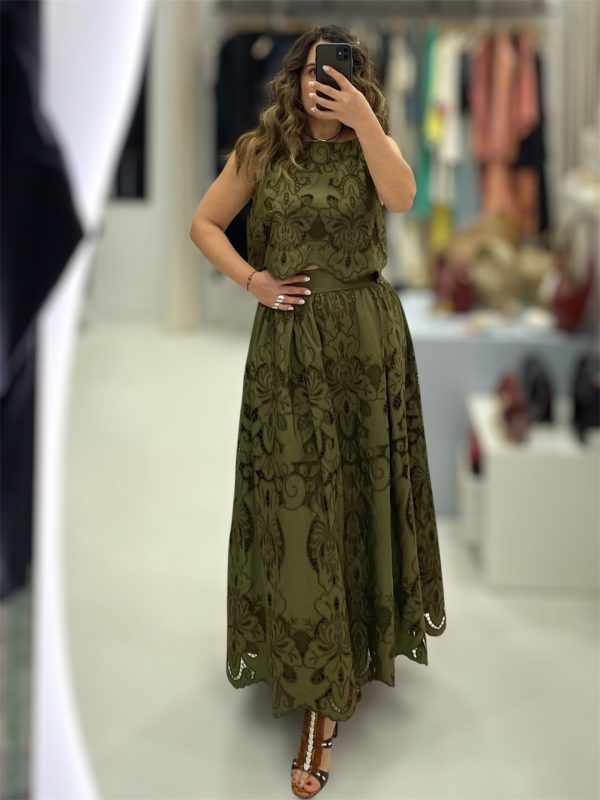 Moutaki • Floral Cutwork Embroidery Co-ord Set • Khaki - Image 3