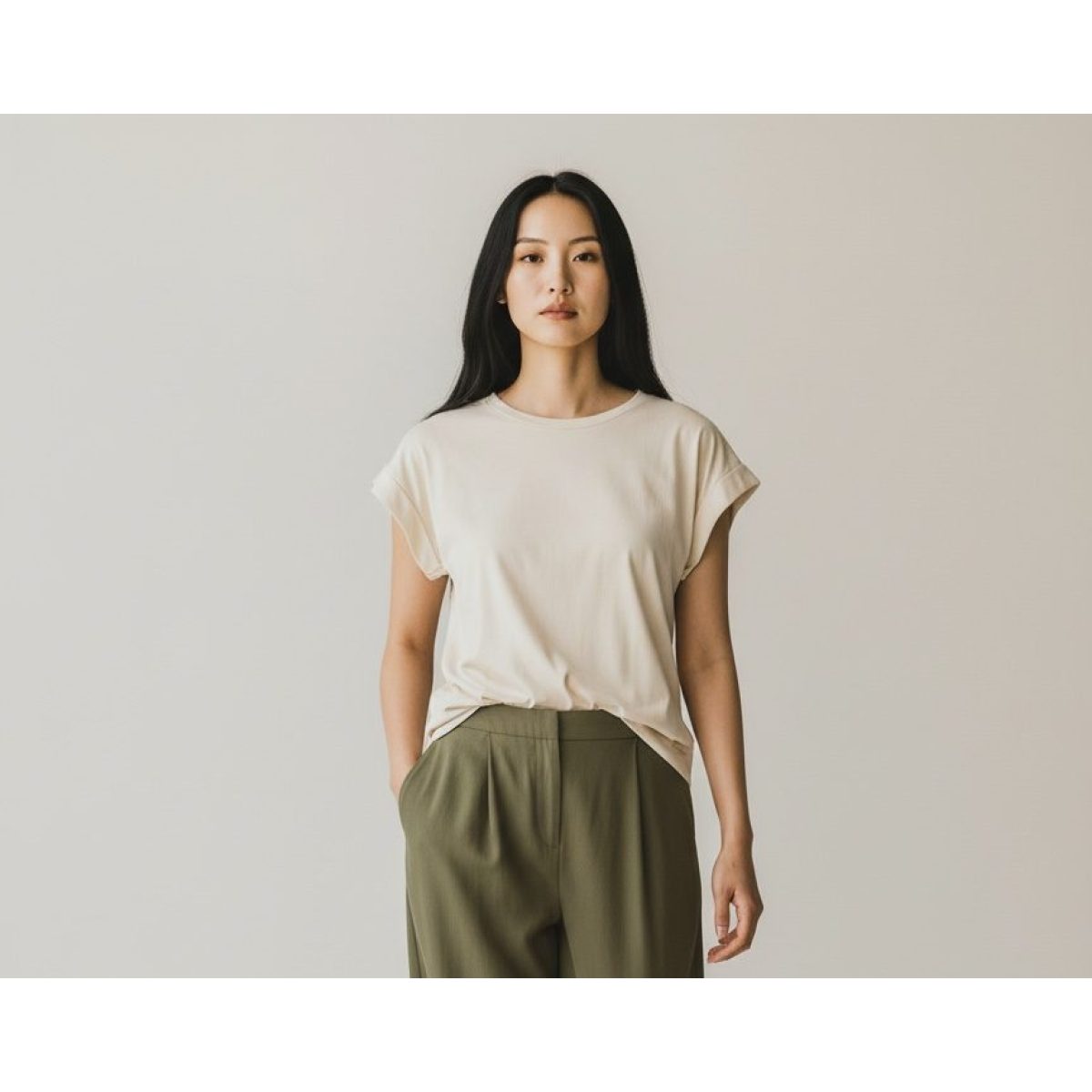 Le Streghe • Rolled-up Sleeves T-shirt • Beige - Image 2