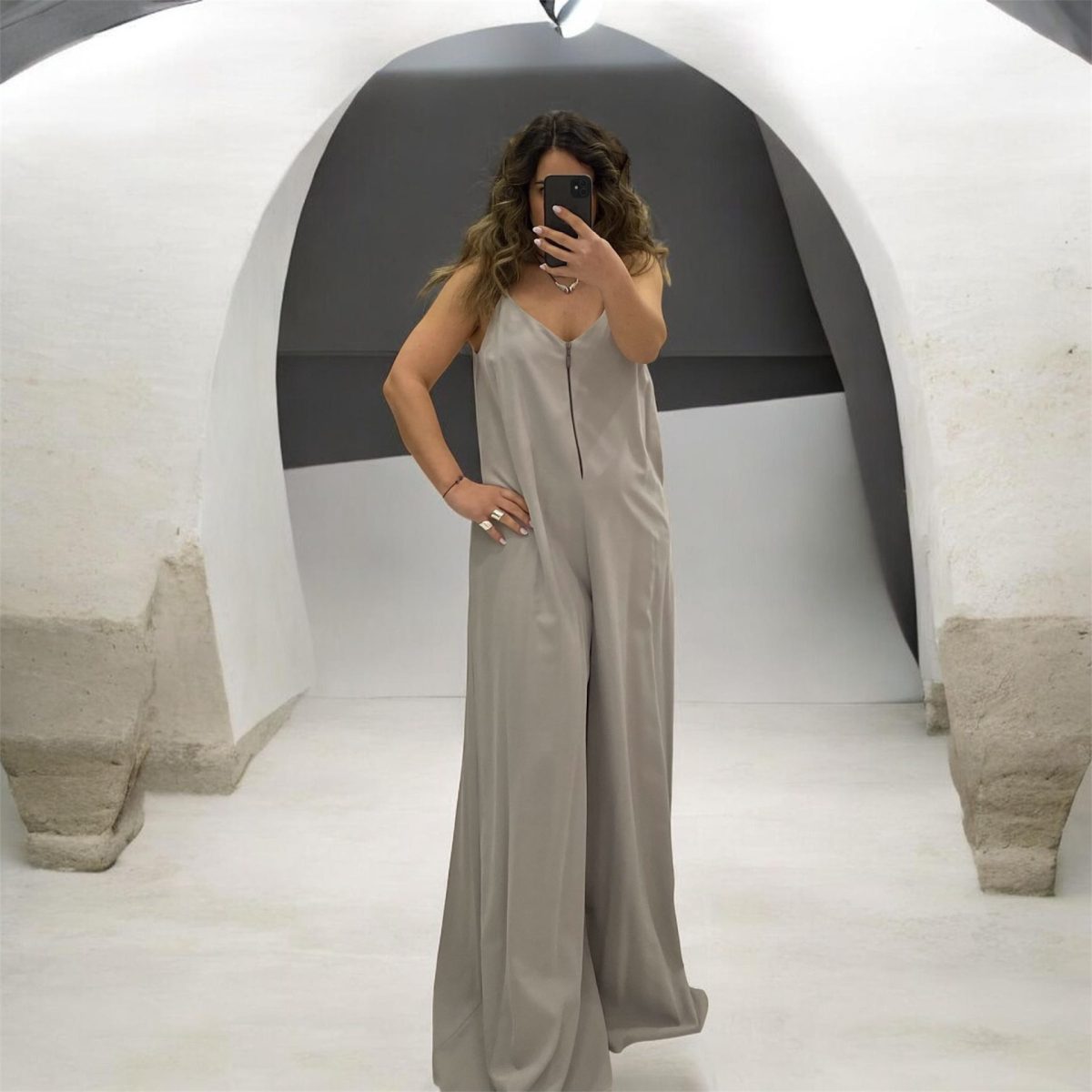 Moutaki • Oversized Cupro Jumpsuit • Stone - Image 3