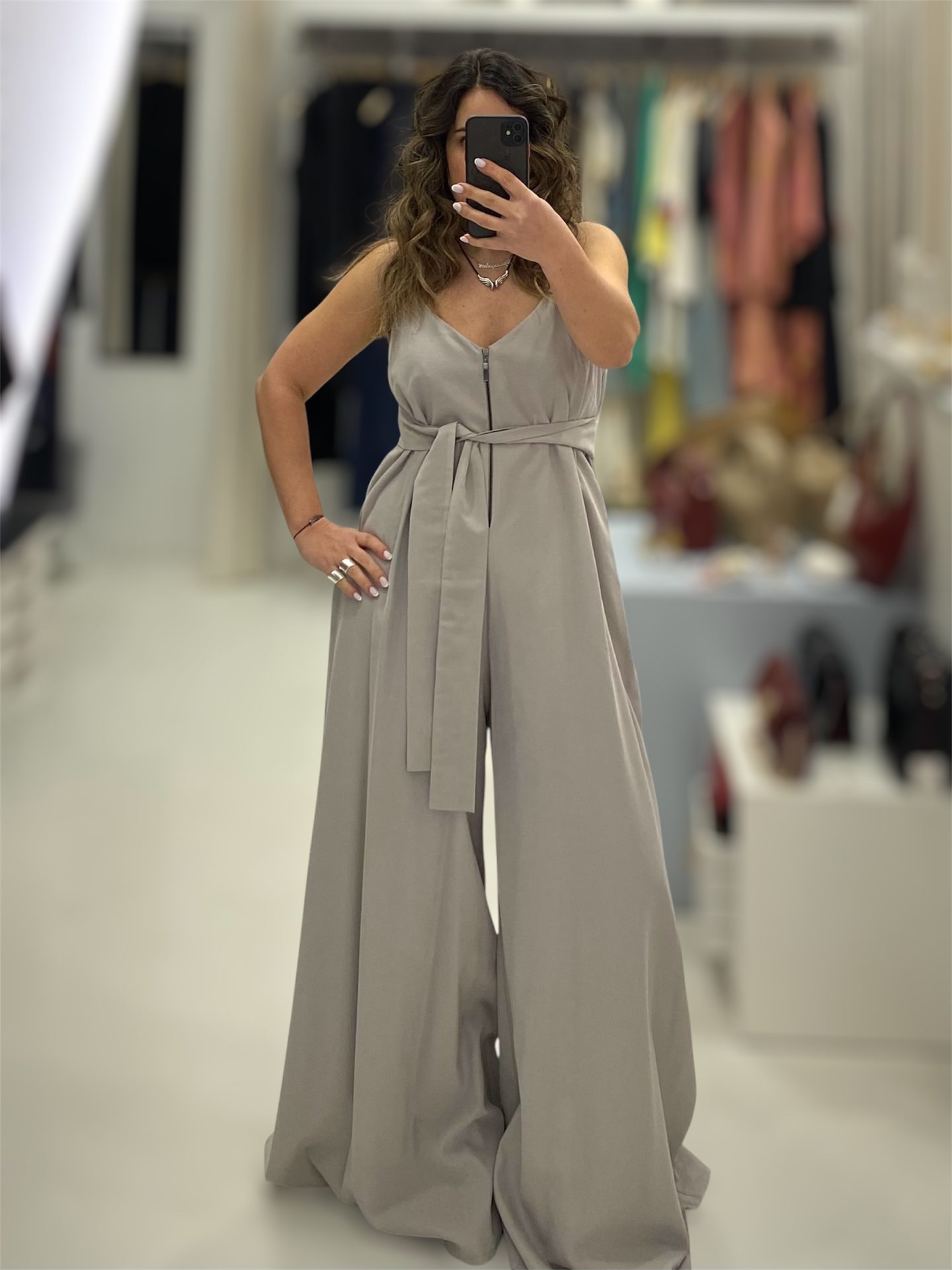 Moutaki • Oversized Cupro Jumpsuit • Stone