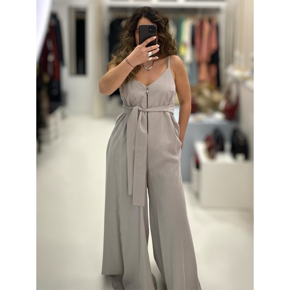 Moutaki • Oversized Cupro Jumpsuit • Stone - Image 4