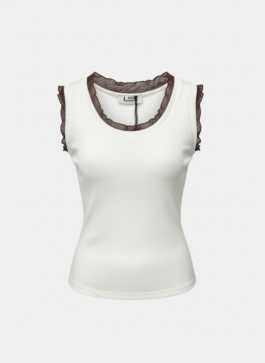 Le Streghe • Ribbed Tank Top• White Choco