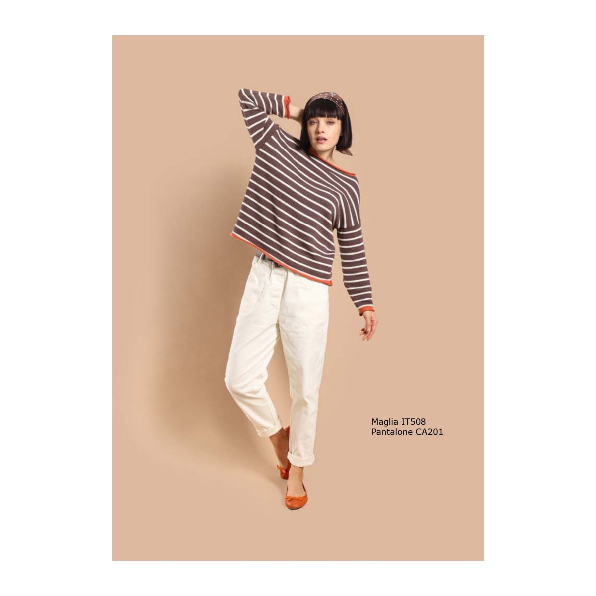 Le Streghe • Knitted Blouse • Stripped Brown Multi - Image 2