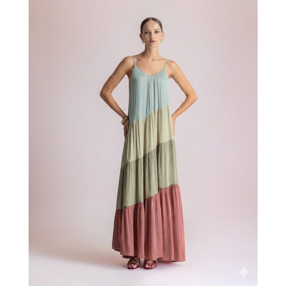 Moutaki • Shimmer Maxi Dress • Mint Pistachio Sand Chilli - Image 2