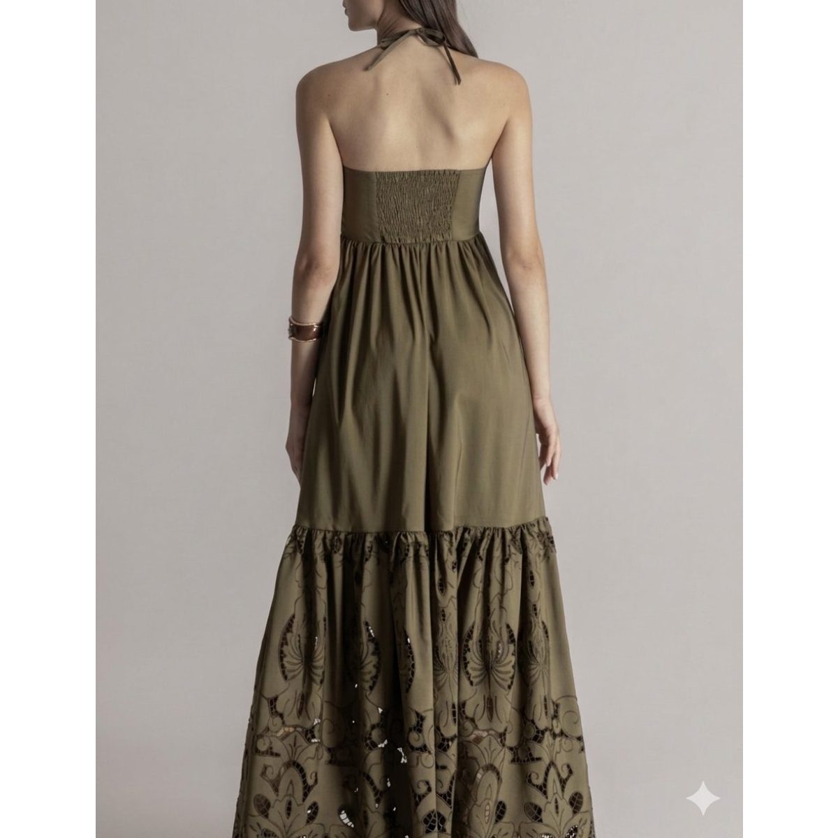 Moutaki • Floral Cutwork Embroidery Dress • Khaki - Image 2