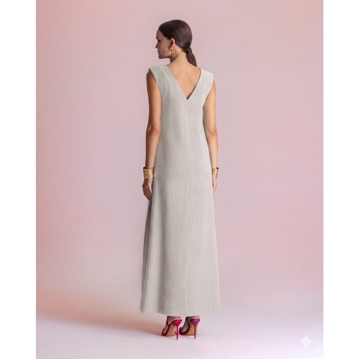 Moutaki • Cupro Long Dress • Stone Grey - Image 2