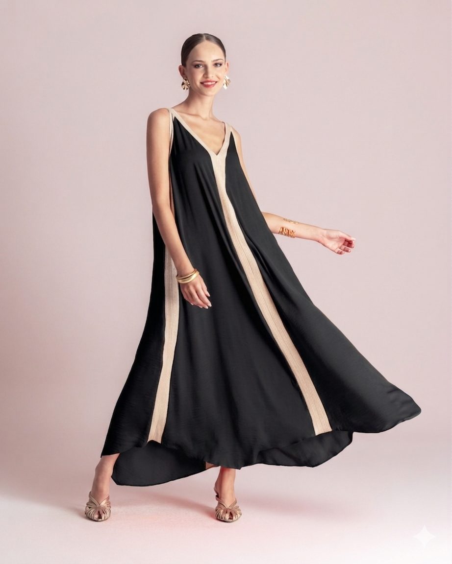 Moutaki • Grecian Dress • Black Gold