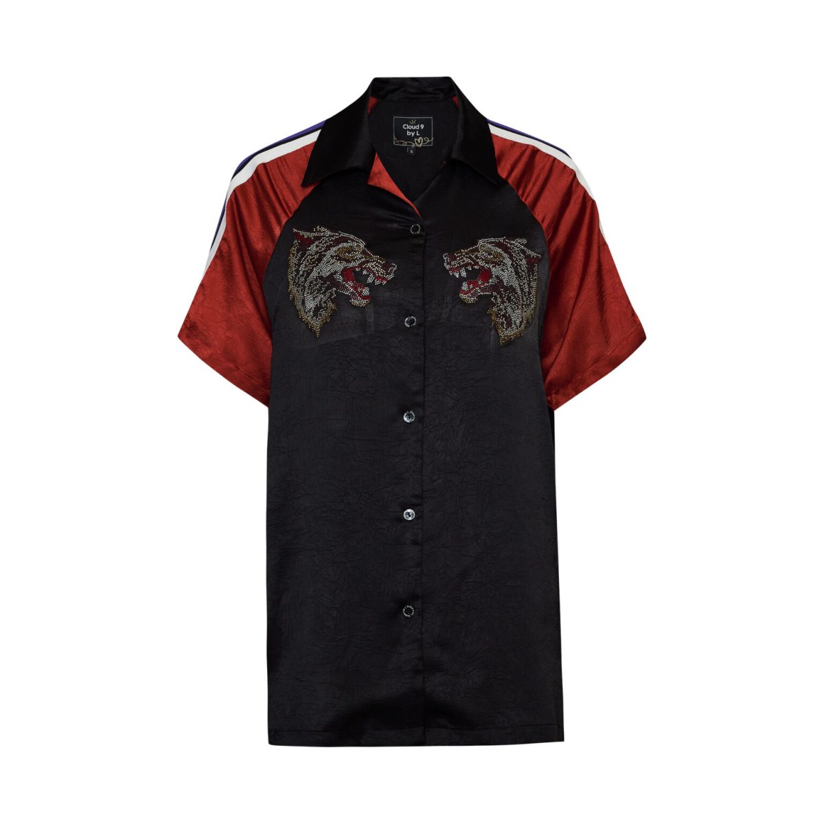 Cloud9byL • Holiday Satin Shirt • Black - Image 6