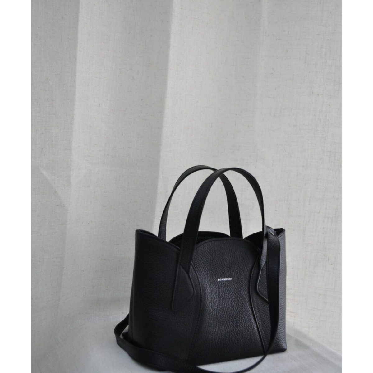 Bonendis • Tulip Mini Leather Handbag • Black - Image 3