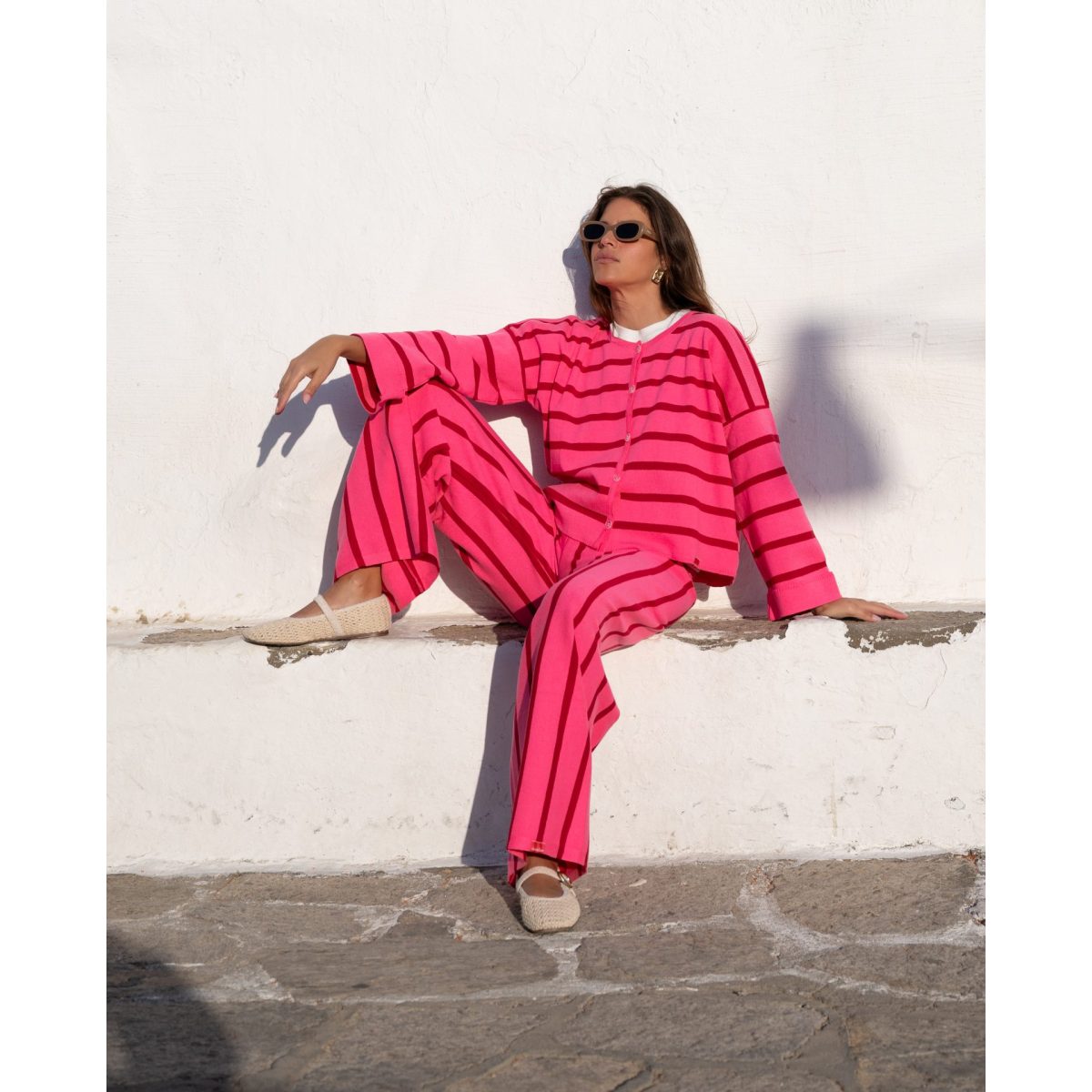 So bohemian • Rose co-ord set • Red crimson stripes - Image 2