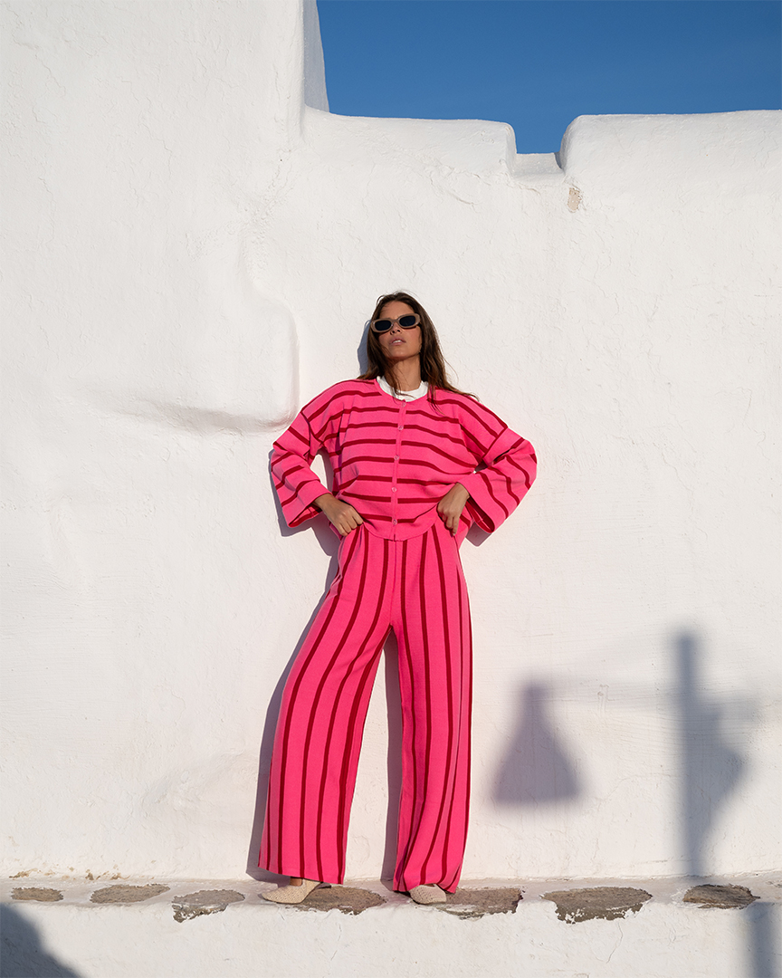 So bohemian • Rose co-ord set • Red crimson stripes