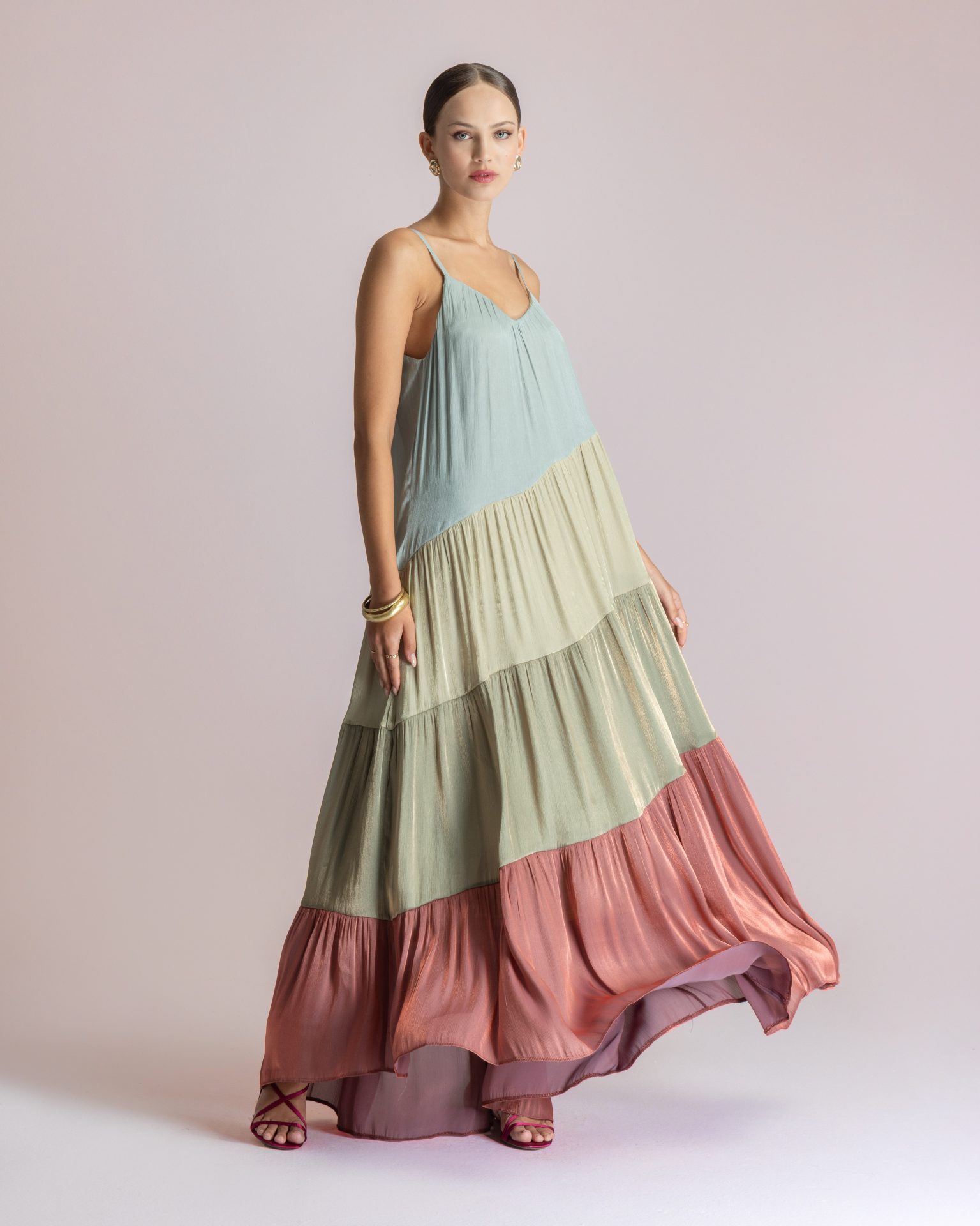 Moutaki • Shimmer Maxi Dress • Mint Pistachio Sand Chilli