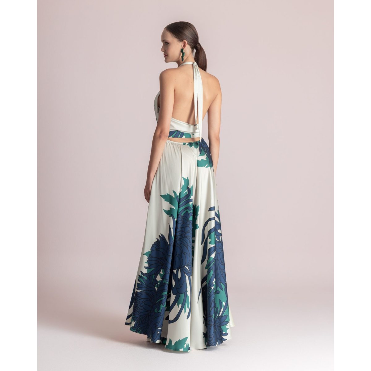 Moutaki • Halter Neck Dress • Navy Blue Green Sand - Image 2