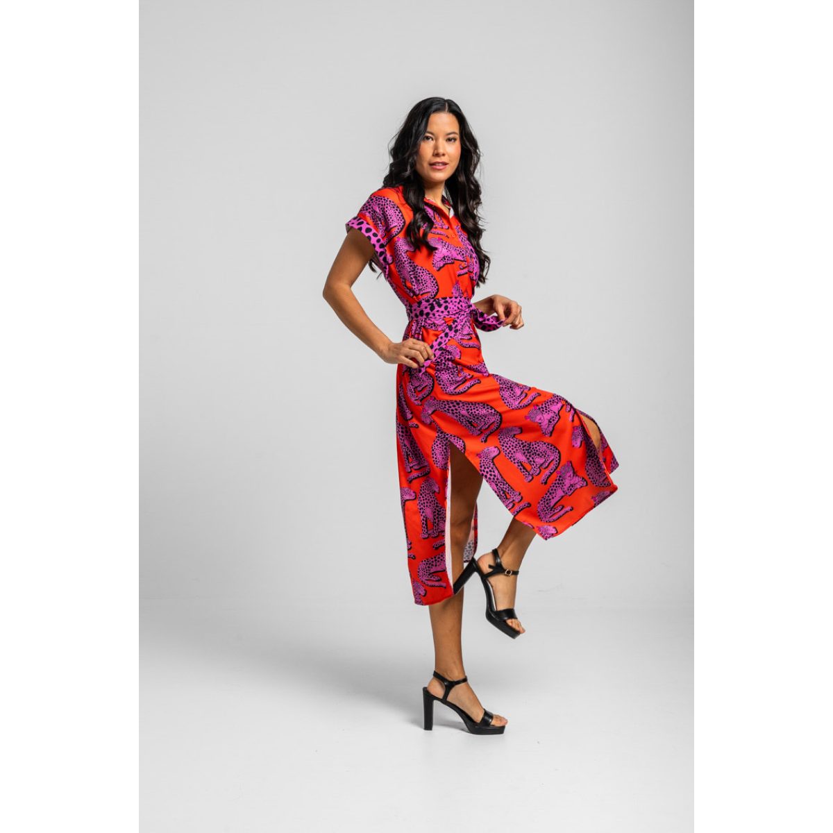 Lolina • Sleevless Midi Shirtdress • Pink Panther - Image 2