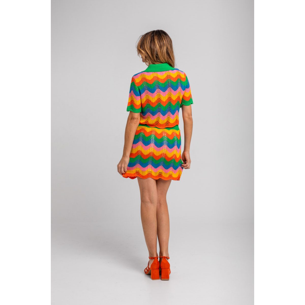 Lolina • Échate flores • Knitted Co-ord Set Waves • Green Yellow Orange - Image 9