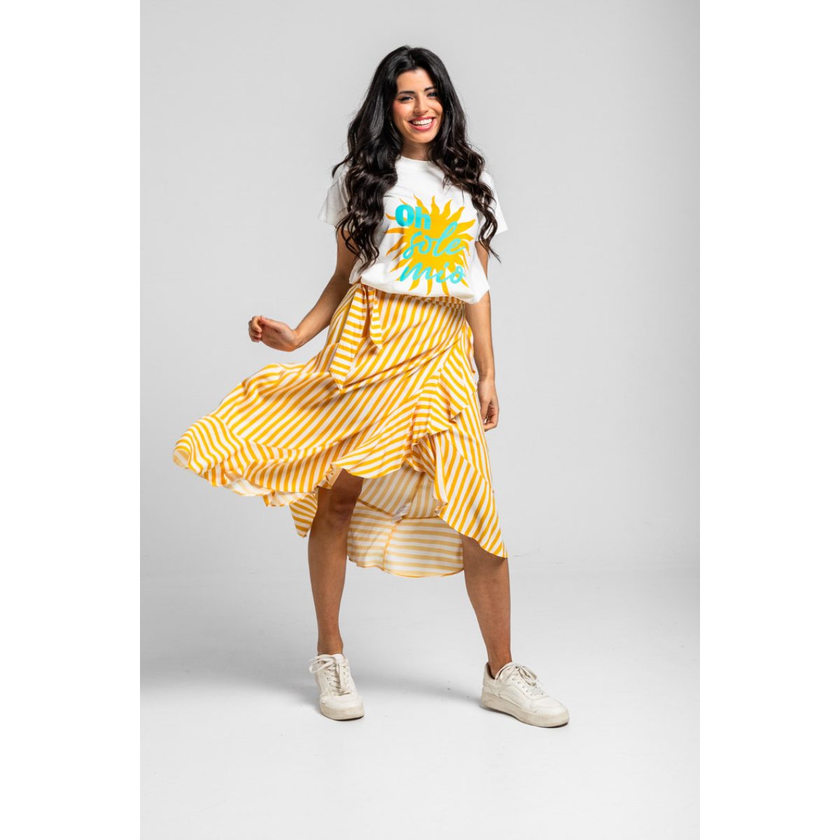 Lolina • Oh Sole mio Sleeveless T-Shirt • White Turquoise Yellow - Image 4